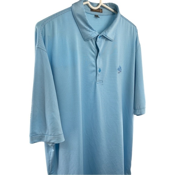 Peter Millar Summer Comfort Golf Polo Blue White Striped River Oaks CC Size XL - Picture 3 of 10
